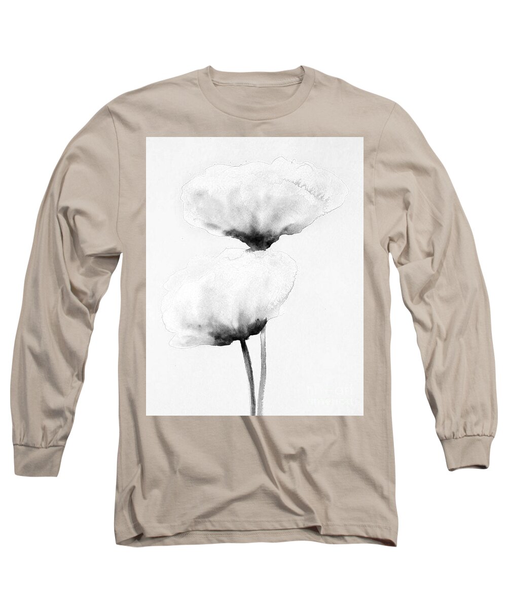Abstract Flowers Long Sleeve T-Shirt featuring the painting Soft White Couples by Vesna Antic