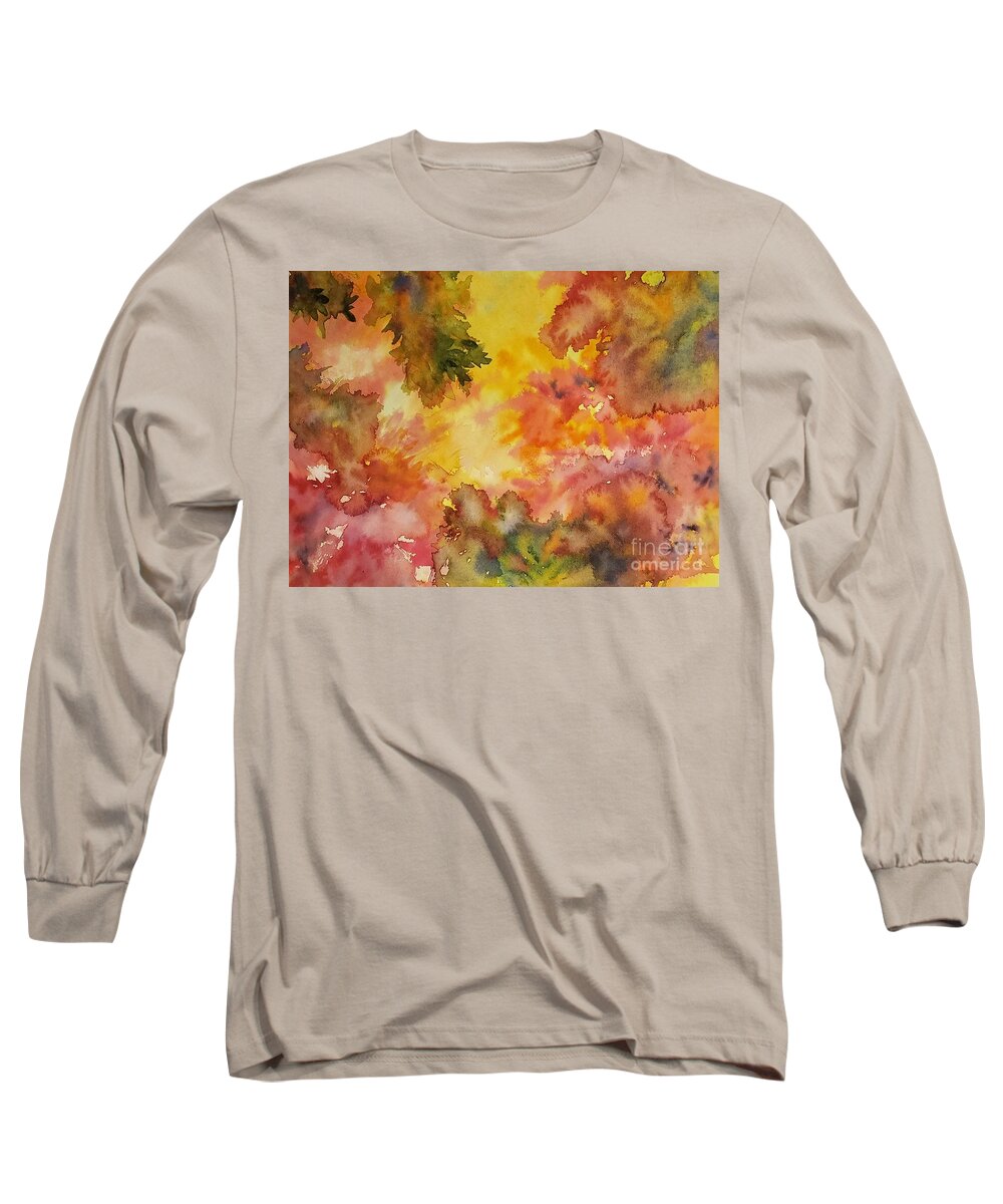 Abstract Fall Foliage Long Sleeve T-Shirt featuring the painting Splash of Fall by Lisa Debaets