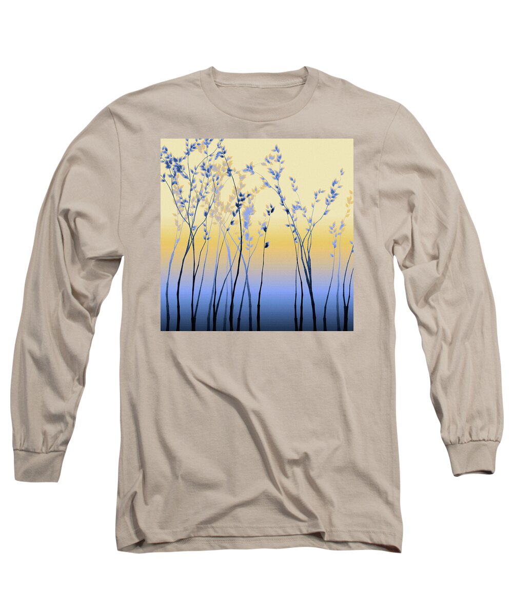 Sunny Tree Silhouette Long Sleeve T-Shirt featuring the digital art Spring Aspen by Susan Maxwell Schmidt