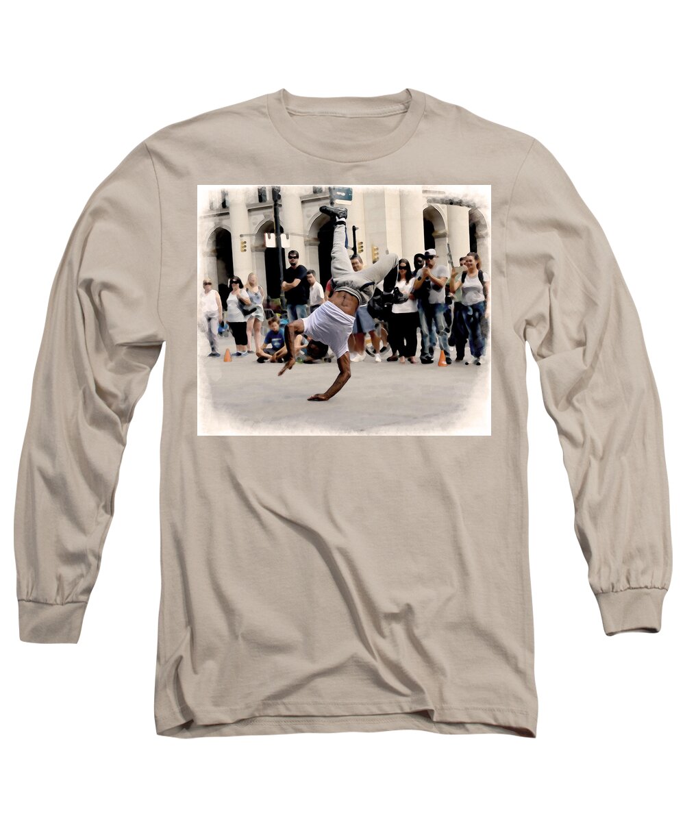 Street Dance Long Sleeve T-Shirt featuring the digital art Street Dance. New York City. by Alex Mir