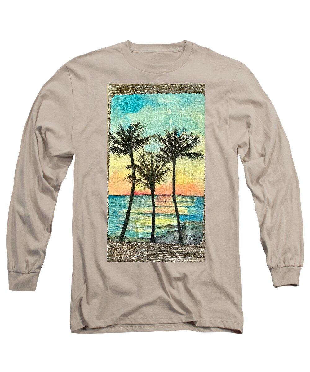  Long Sleeve T-Shirt featuring the painting Sunset by Diane Ziemski