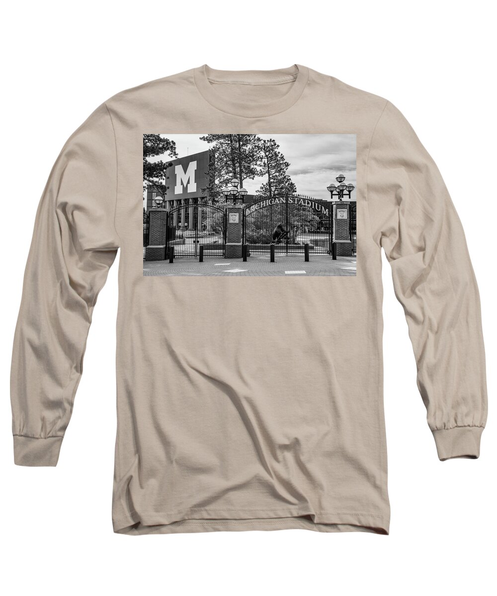 . Big Ten Campus Long Sleeve T-Shirt featuring the photograph The Big House 1 by John McGraw