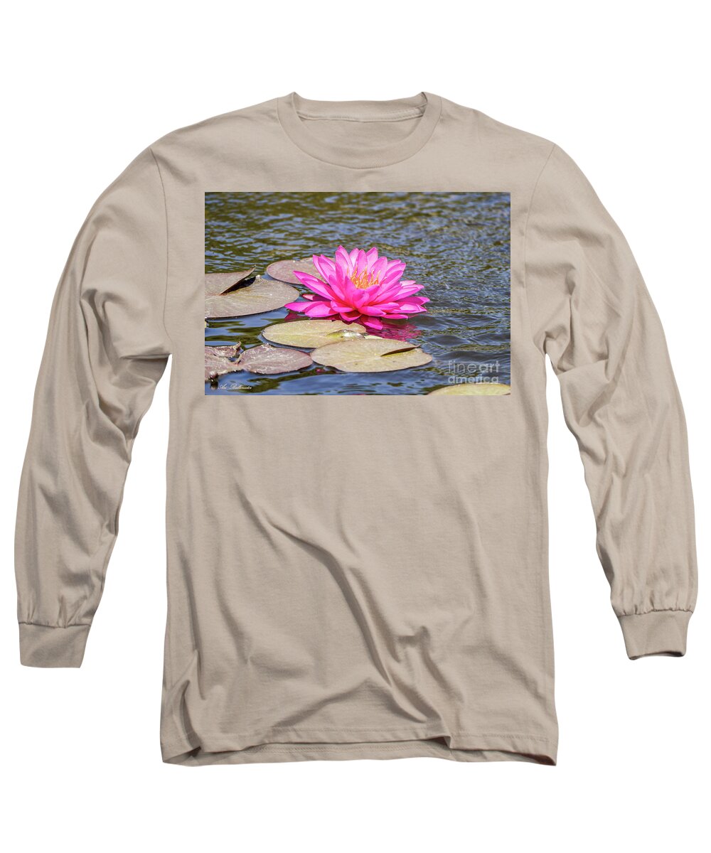 Water Lily Long Sleeve T-Shirt featuring the photograph The Lady Is Pink 03 by Arik Baltinester
