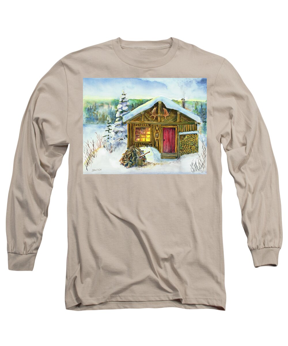 Winter Long Sleeve T-Shirt featuring the painting The Shack by Joe Baltich