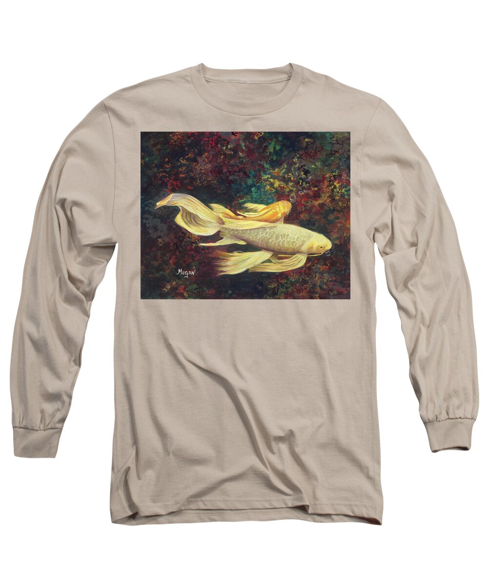 Koi Long Sleeve T-Shirt featuring the painting Two Koi by Megan Collins