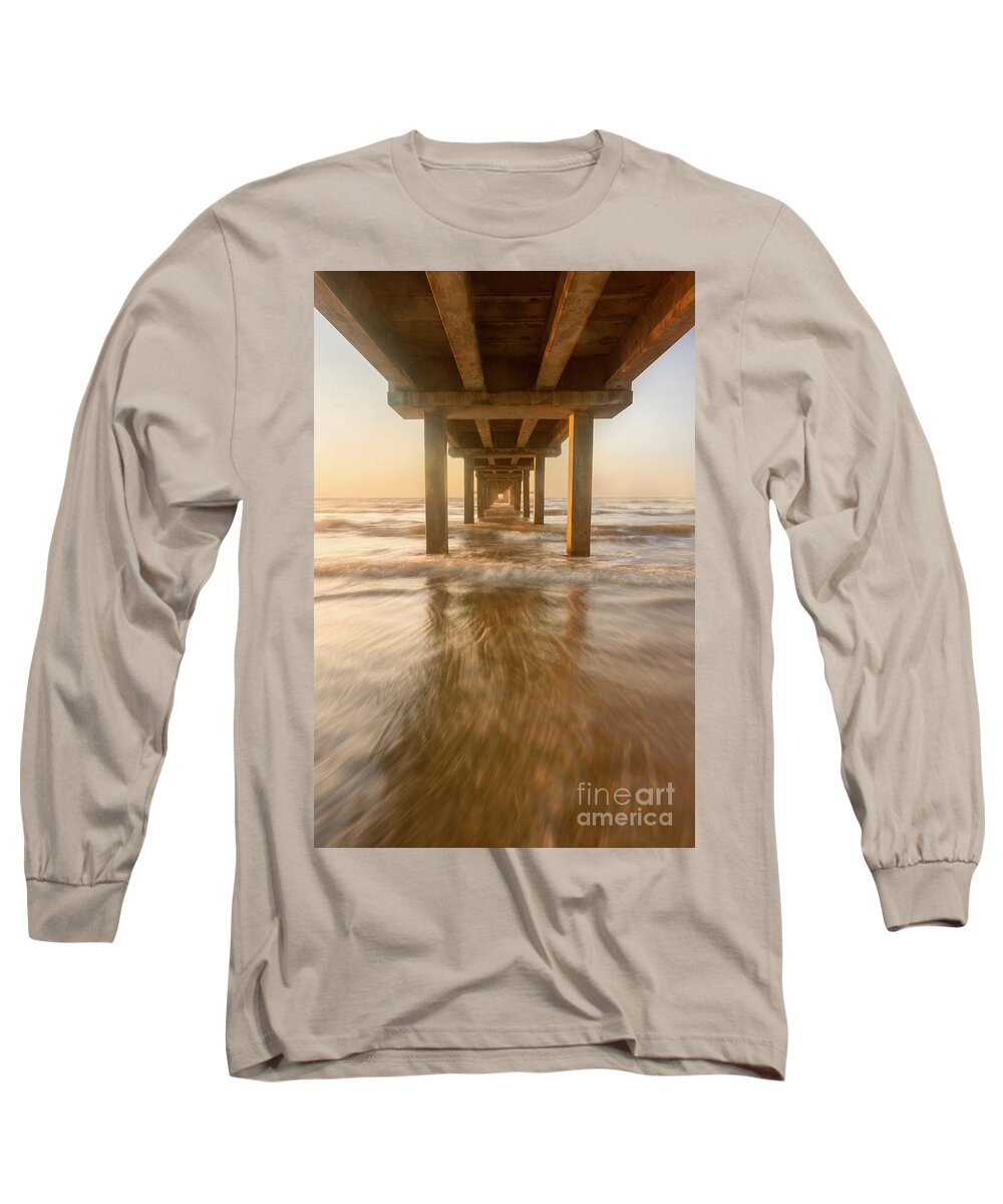 Port Aransas Long Sleeve T-Shirt featuring the photograph Under the Horace Caldwell Pier Port Aransas Texas by Ronda Kimbrow