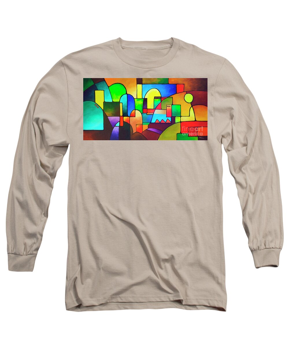 City Long Sleeve T-Shirt featuring the painting Urbanity 2 by Sally Trace