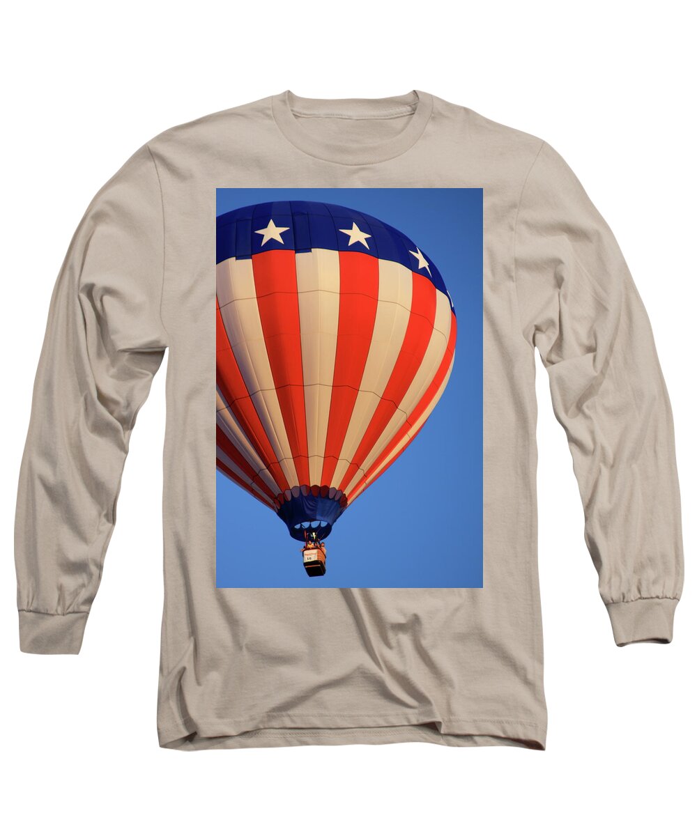 Hot Air Balloon Long Sleeve T-Shirt featuring the photograph USA patriotic hot air balloon by Tatiana Travelways