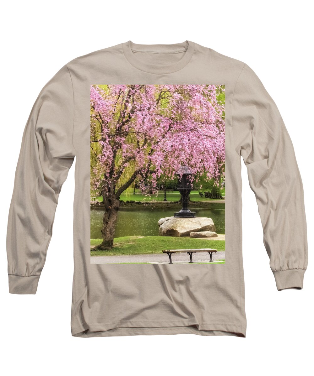 April Long Sleeve T-Shirt featuring the photograph While This Cherry Gently Weeps by Sylvia J Zarco