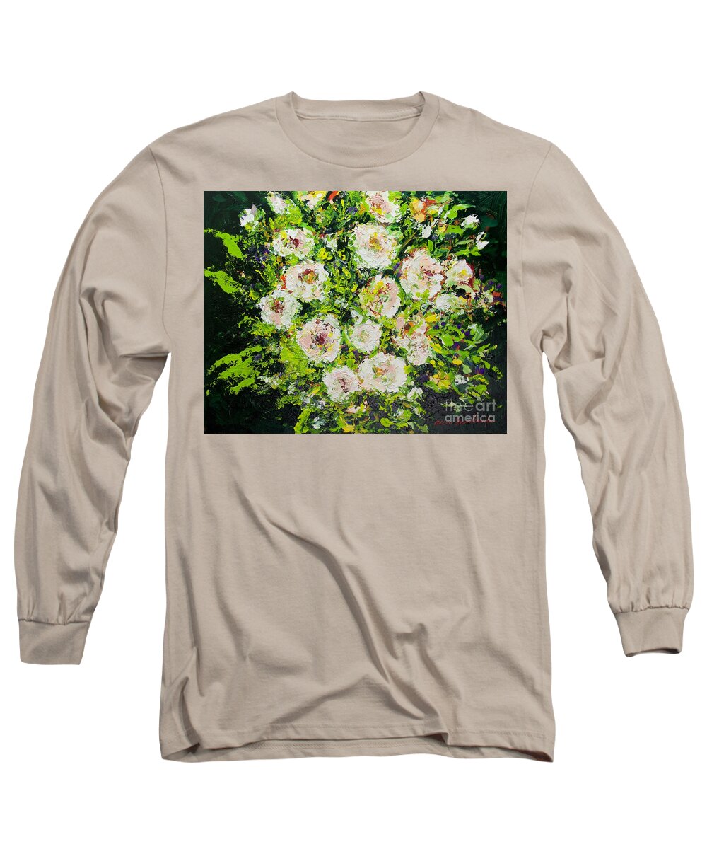 Flower Long Sleeve T-Shirt featuring the painting White Beauties by Allan P Friedlander