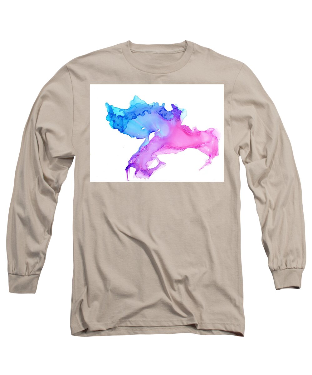 Abstract Long Sleeve T-Shirt featuring the painting Wings by Christy Sawyer