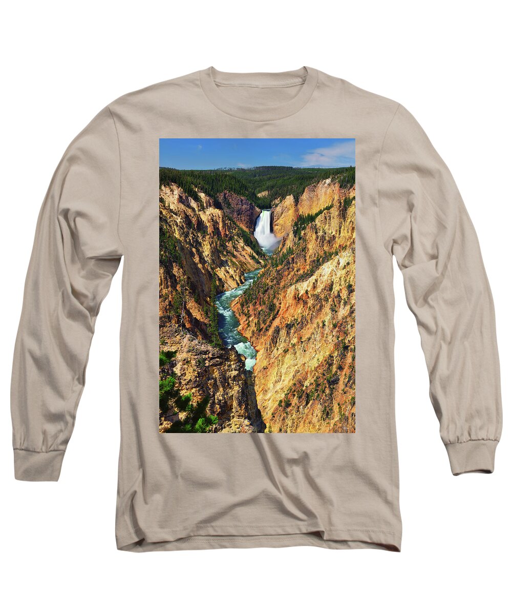 Yellowstone Long Sleeve T-Shirt featuring the photograph Yellowstone Grand Canyon From Artist Point by Greg Norrell