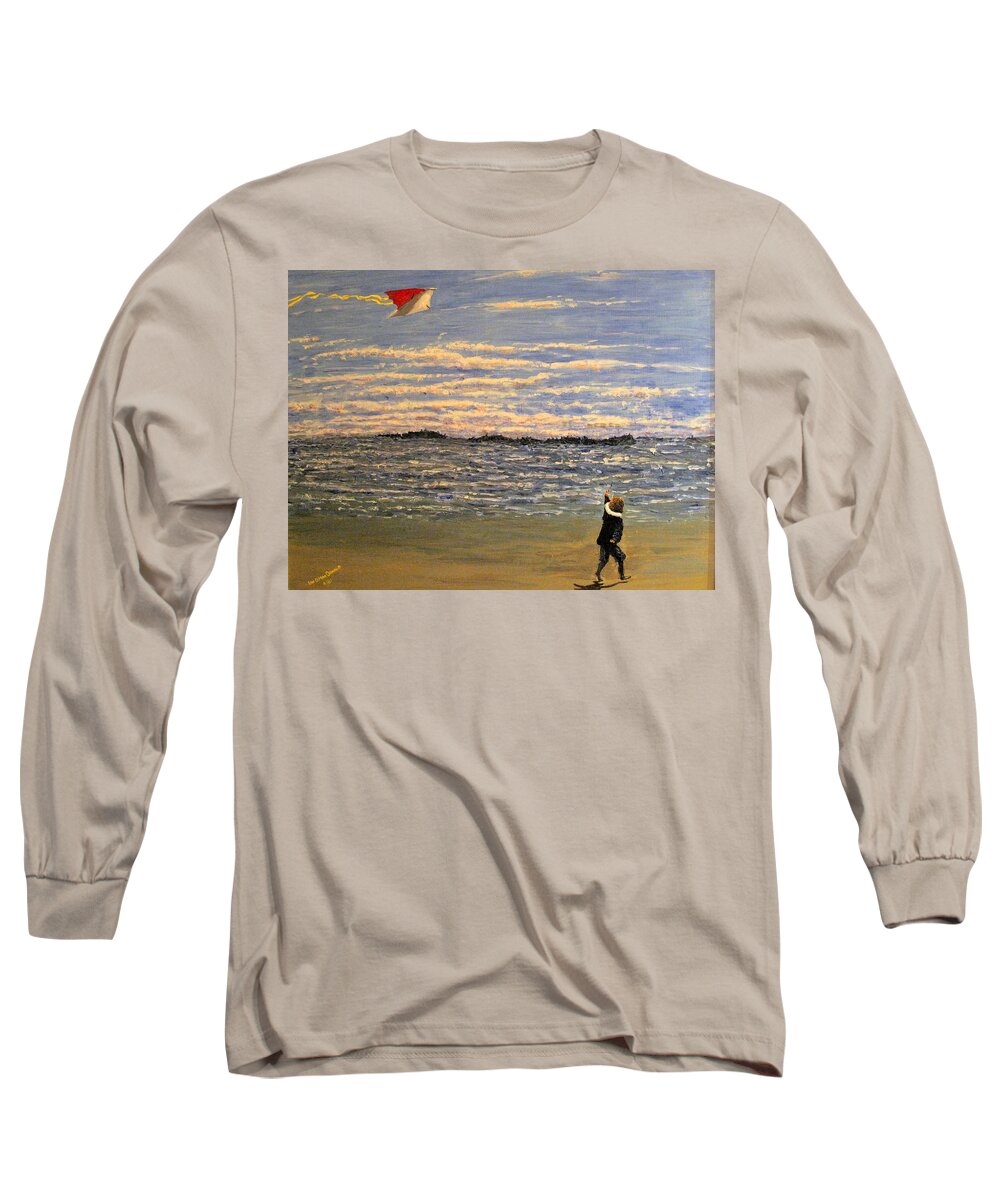 Seascape Long Sleeve T-Shirt featuring the painting Go Fly a Kite by Ian MacDonald