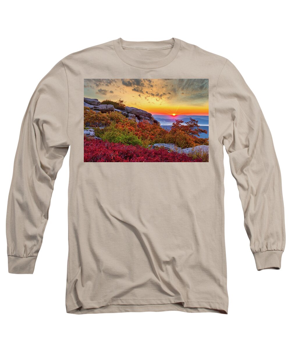 Fall Long Sleeve T-Shirt featuring the photograph Autumn Sunrise on the Rocks #2 by Dan Carmichael