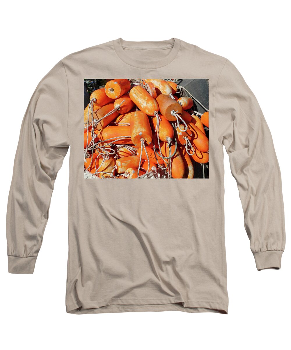 Coast Long Sleeve T-Shirt featuring the photograph Crab traps and orange floats #1 by Steve Estvanik
