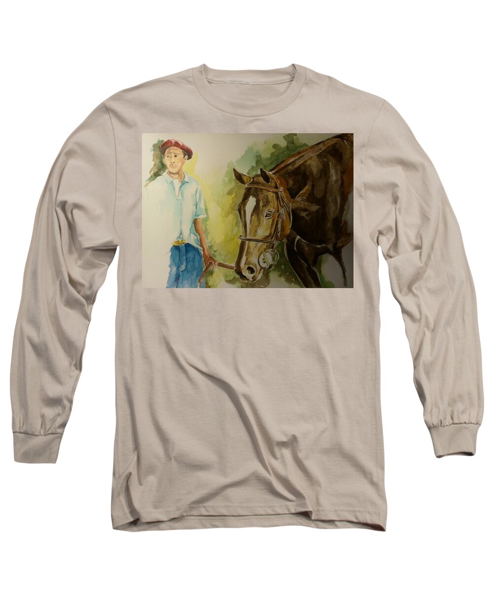 Polo Long Sleeve T-Shirt featuring the painting Petisero #1 by Carlos Jose Barbieri