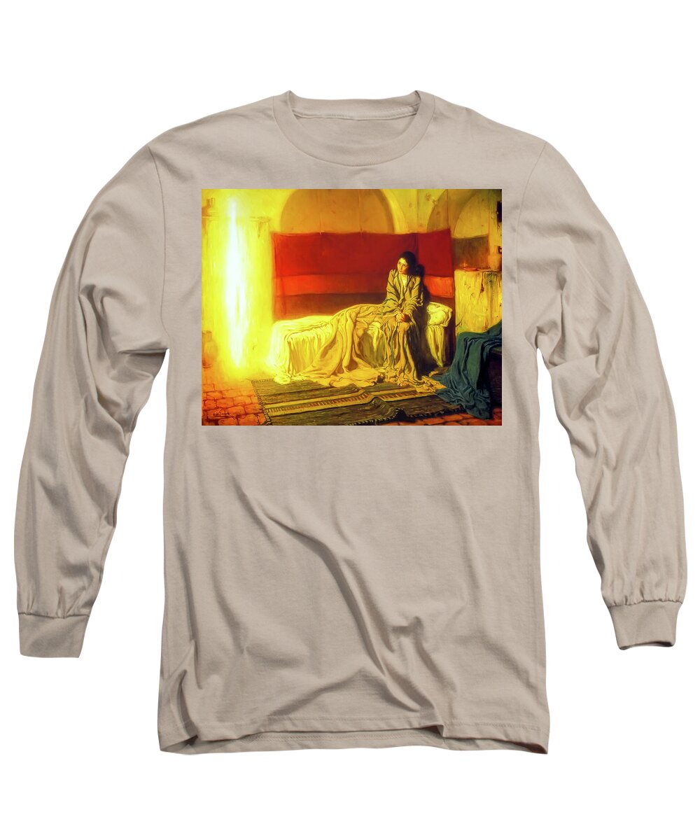 Henry Ossawa Tanner Long Sleeve T-Shirt featuring the painting The Annunciation by Henry Ossawa Tanner #1 by Henry Ossawa Tanner