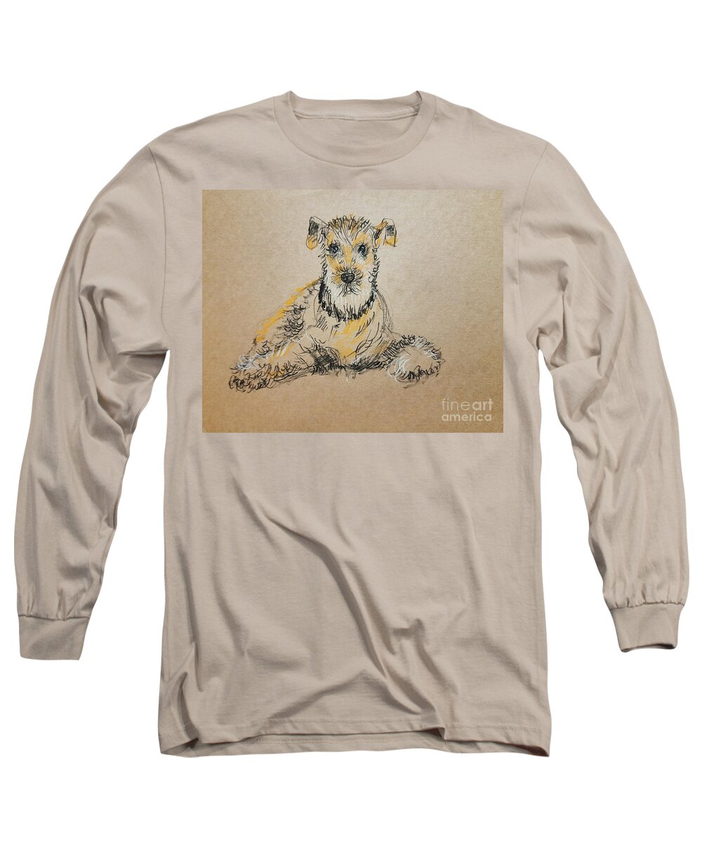 Wire Fox Terrier Long Sleeve T-Shirt featuring the drawing Wire fox terrier #1 by Asha Sudhaker Shenoy
