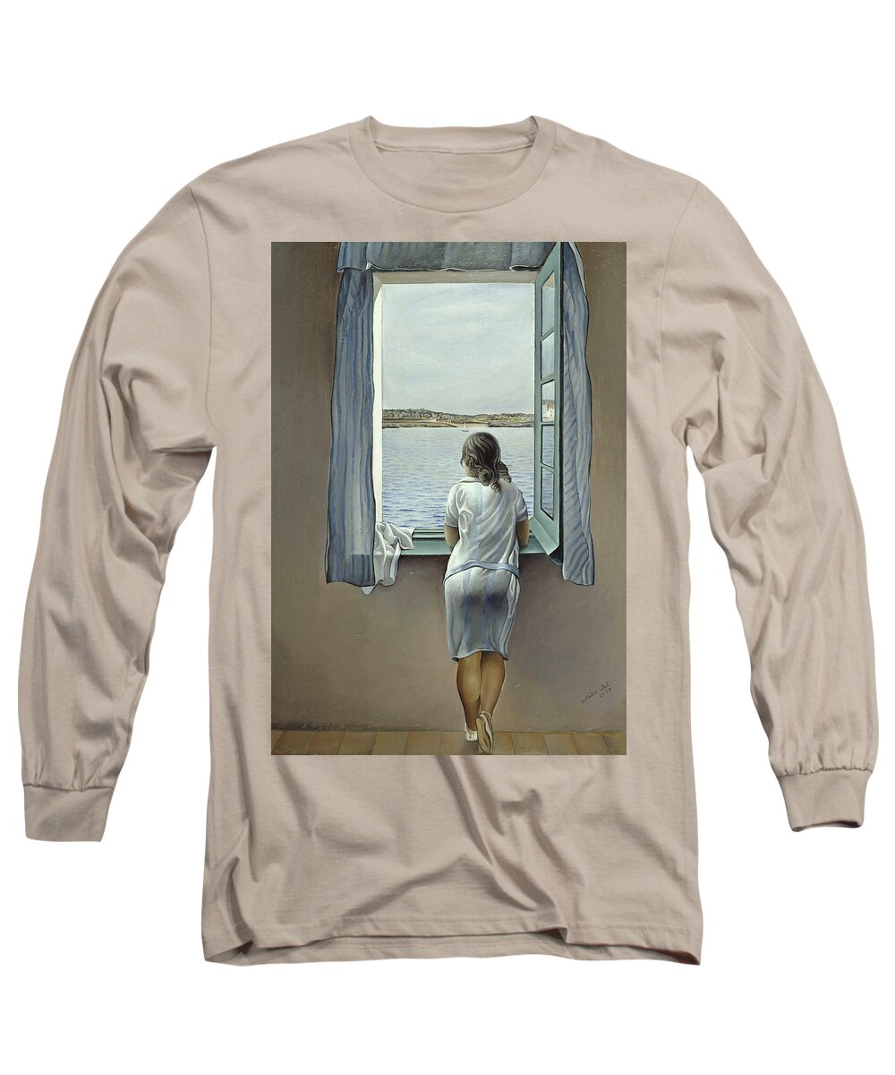 Salvador Dalí Long Sleeve T-Shirt featuring the painting Young Woman at a Window #1 by Salvador Dali