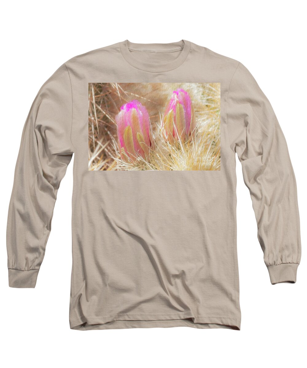 Cactus Long Sleeve T-Shirt featuring the photograph 1627 Watercolor Cactus Blossom by Kenneth Johnson