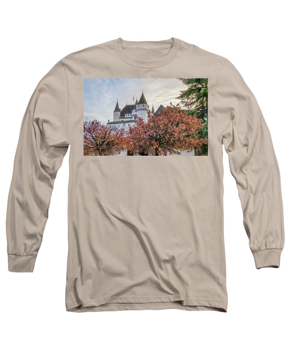 Nyon Long Sleeve T-Shirt featuring the photograph Famous medieval castle in Nyon, Switzerland #2 by Elenarts - Elena Duvernay photo