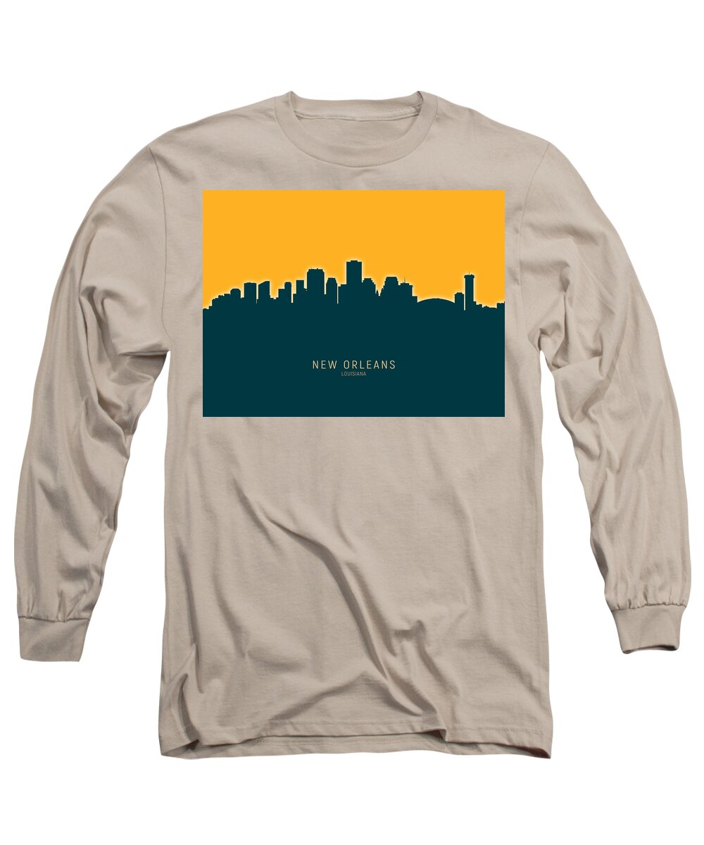 New Orleans Long Sleeve T-Shirt featuring the digital art New Orleans Louisiana Skyline #31 by Michael Tompsett