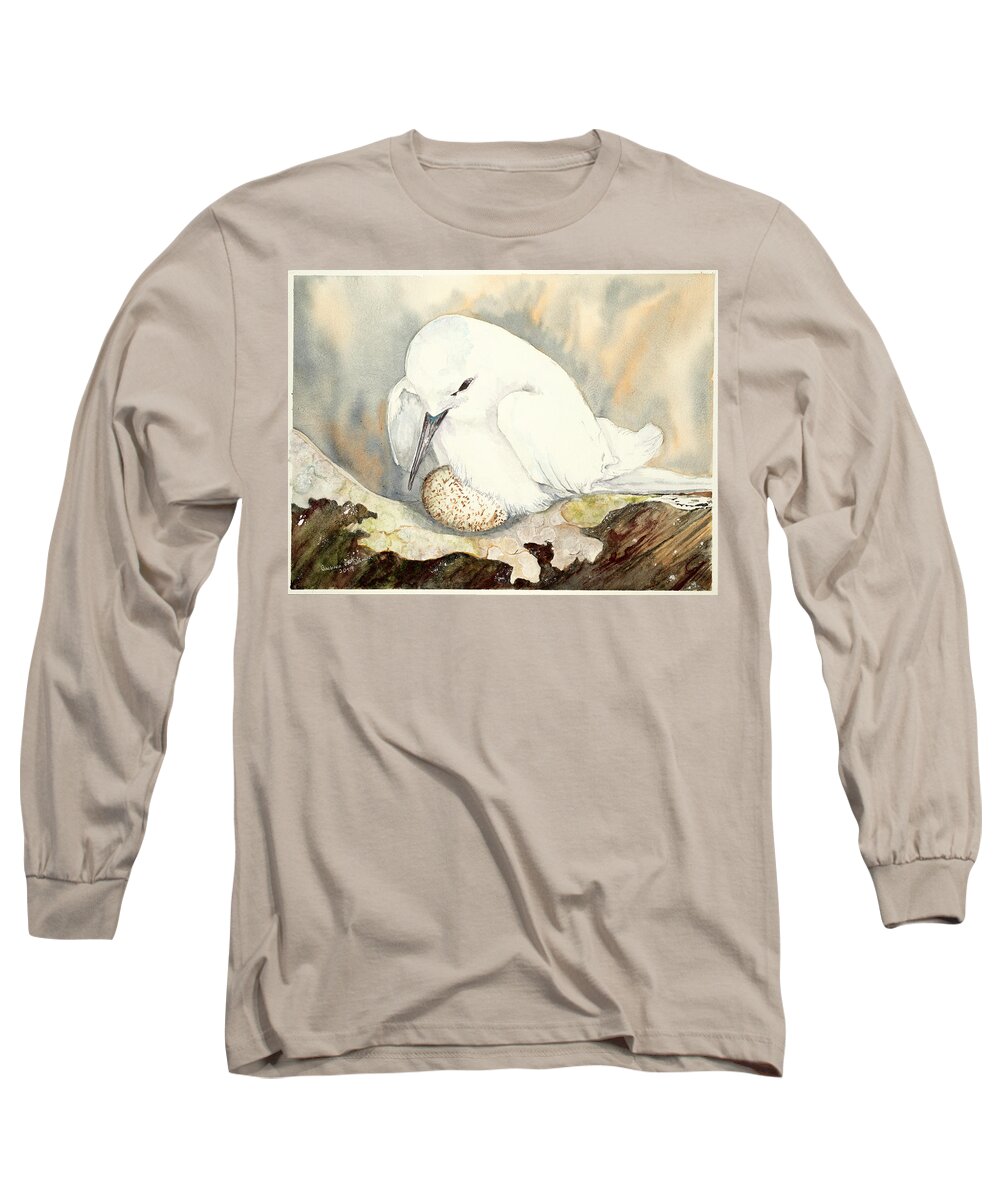 Tern Long Sleeve T-Shirt featuring the painting A Mother's Love by Barbara F Johnson