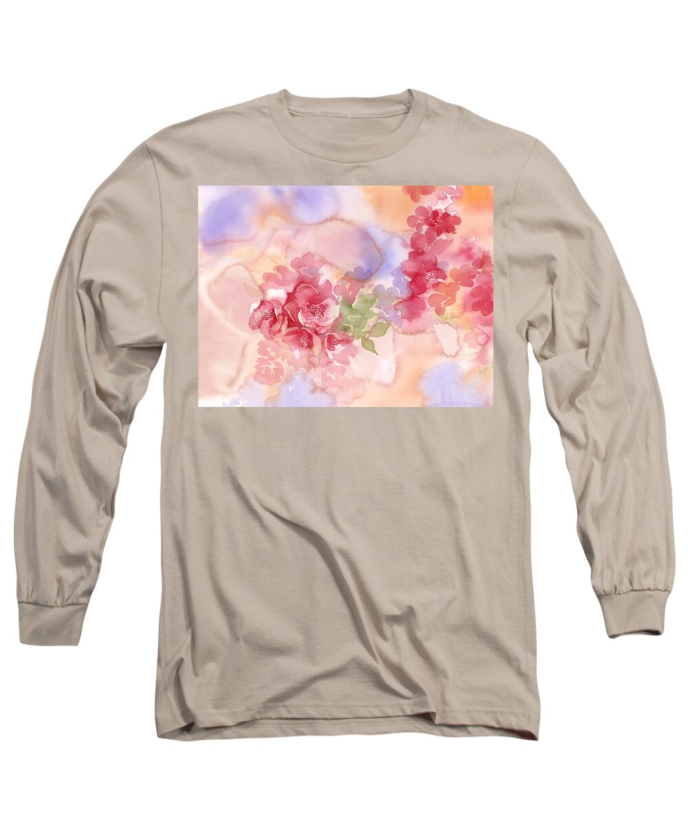 Abstract Long Sleeve T-Shirt featuring the painting Abstract Quince by Espero Art