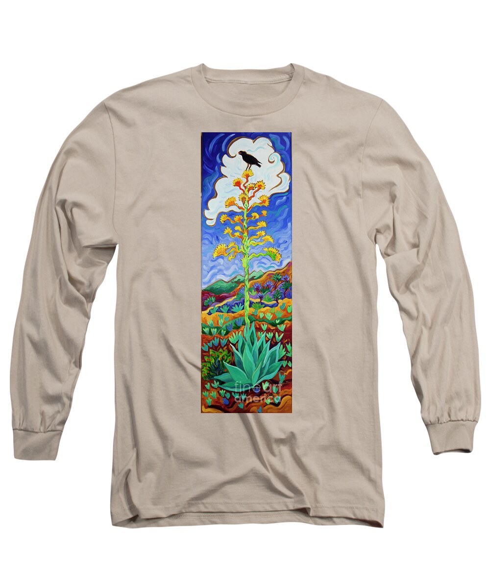 Crow Long Sleeve T-Shirt featuring the painting Agave Berry by Cathy Carey