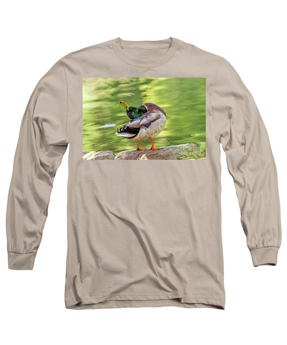 Mallard Long Sleeve T-Shirt featuring the photograph Ahhhhh by Kate Brown