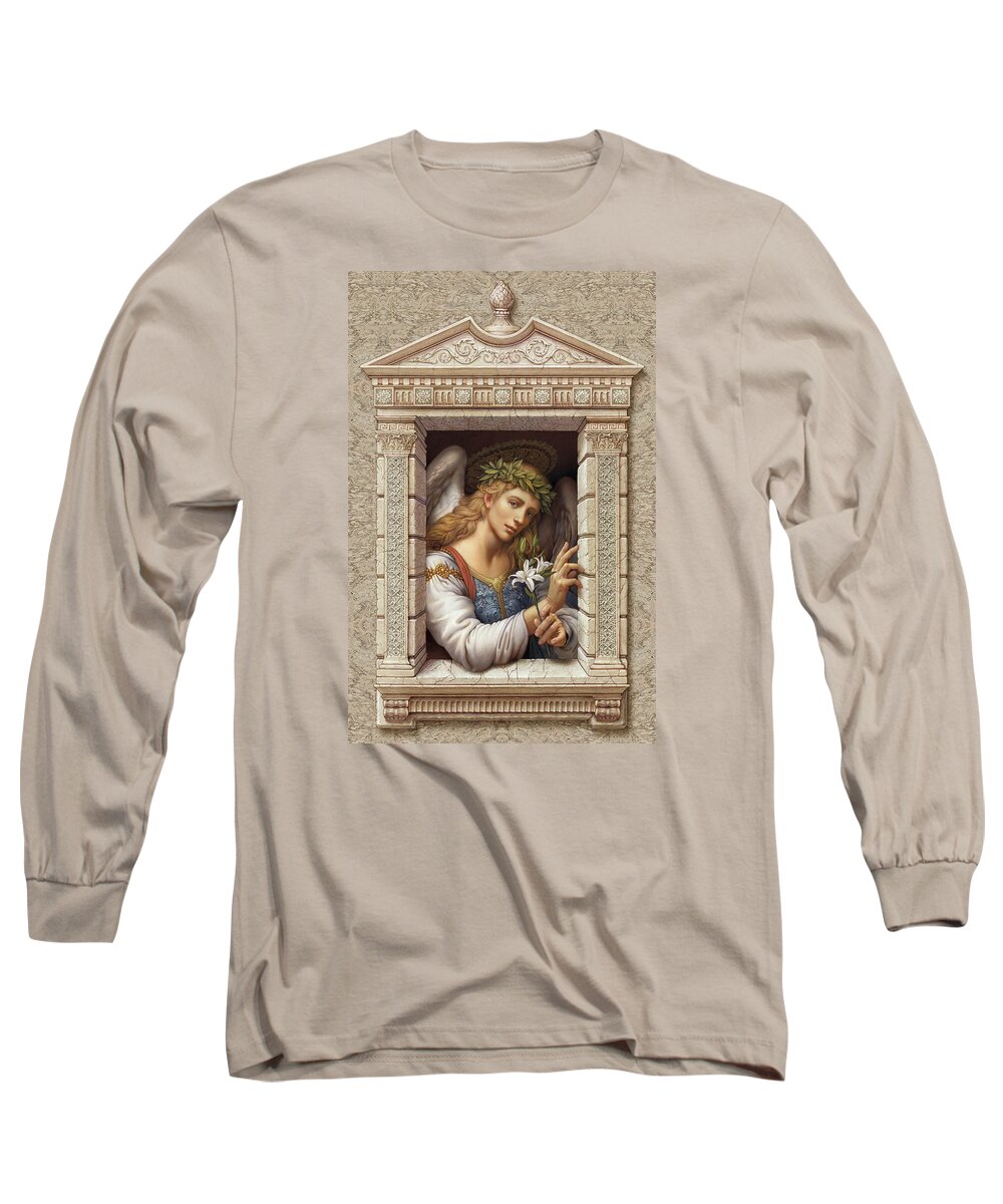 Christian Art Long Sleeve T-Shirt featuring the painting Archangel Gabriel by Kurt Wenner