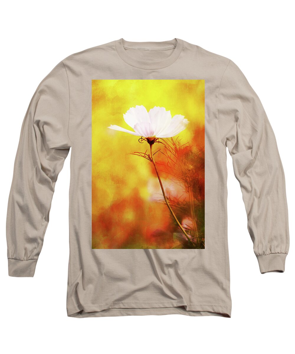 White Cosmos Long Sleeve T-Shirt featuring the photograph White Cosmos Standing Proud by Anita Pollak