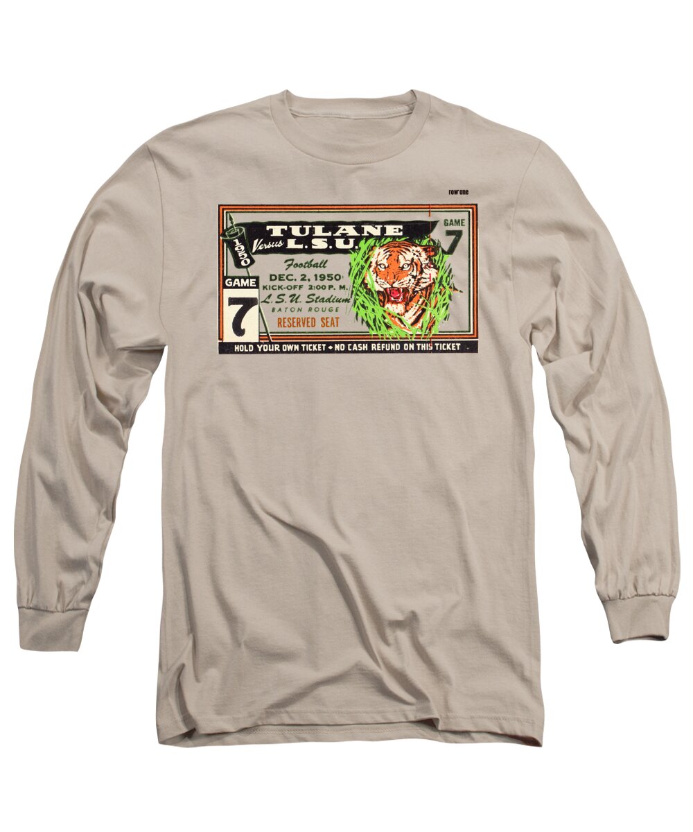 Lsu Long Sleeve T-Shirt featuring the mixed media 1950 LSU vs. Tulane by Row One Brand