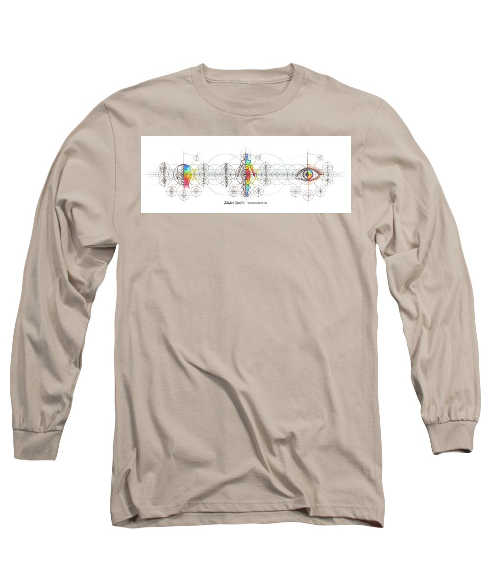 Anatomy Long Sleeve T-Shirt featuring the drawing Intuitive Geometry Human Anatomy Series by Nathalie Strassburg
