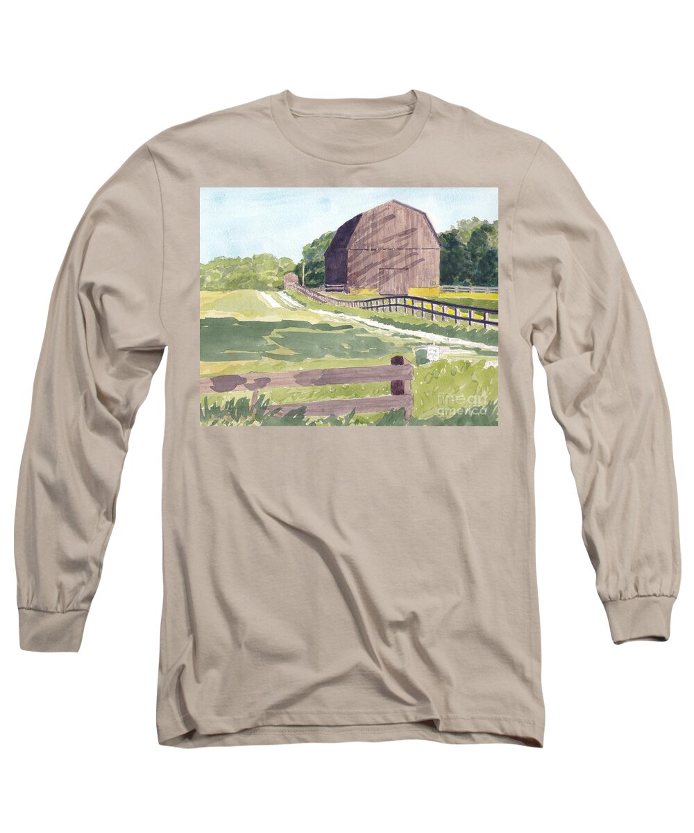 Barn Long Sleeve T-Shirt featuring the painting Barn on Bay Head Road View #2 by Maryland Outdoor Life