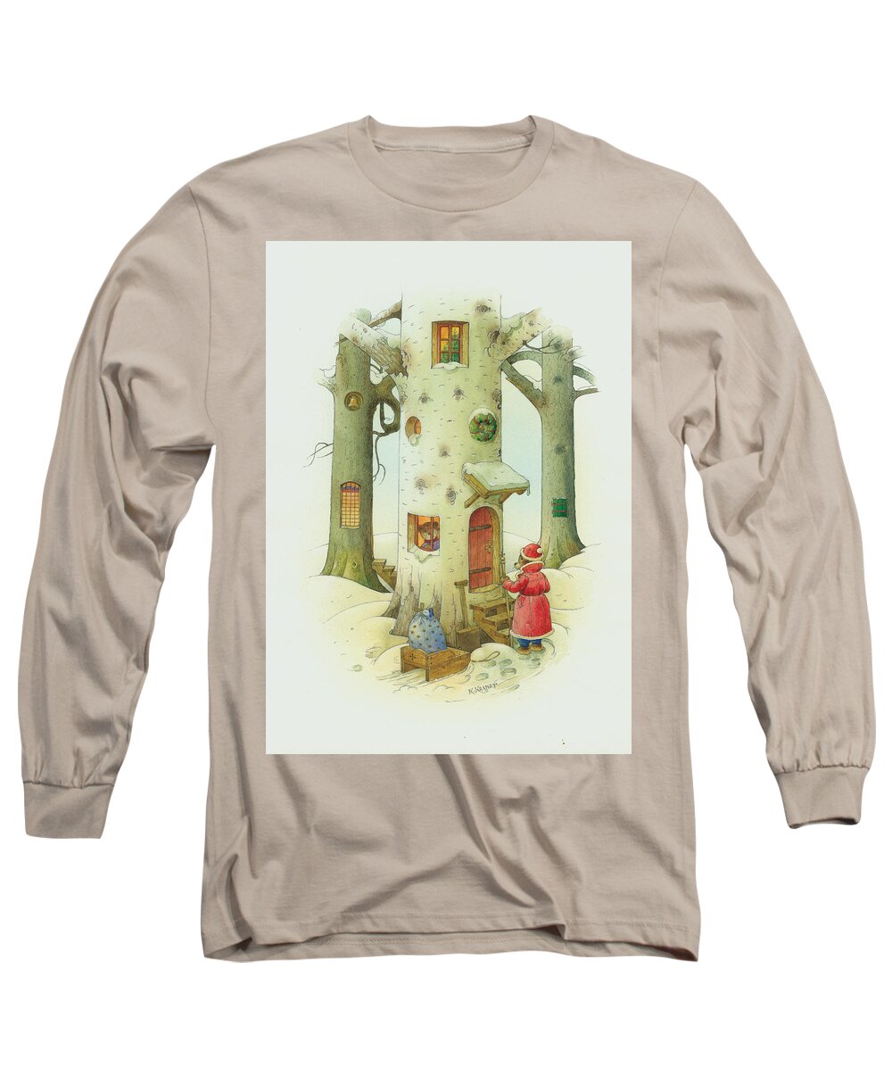 Christmas Long Sleeve T-Shirt featuring the painting Bears Christmas by Kestutis Kasparavicius