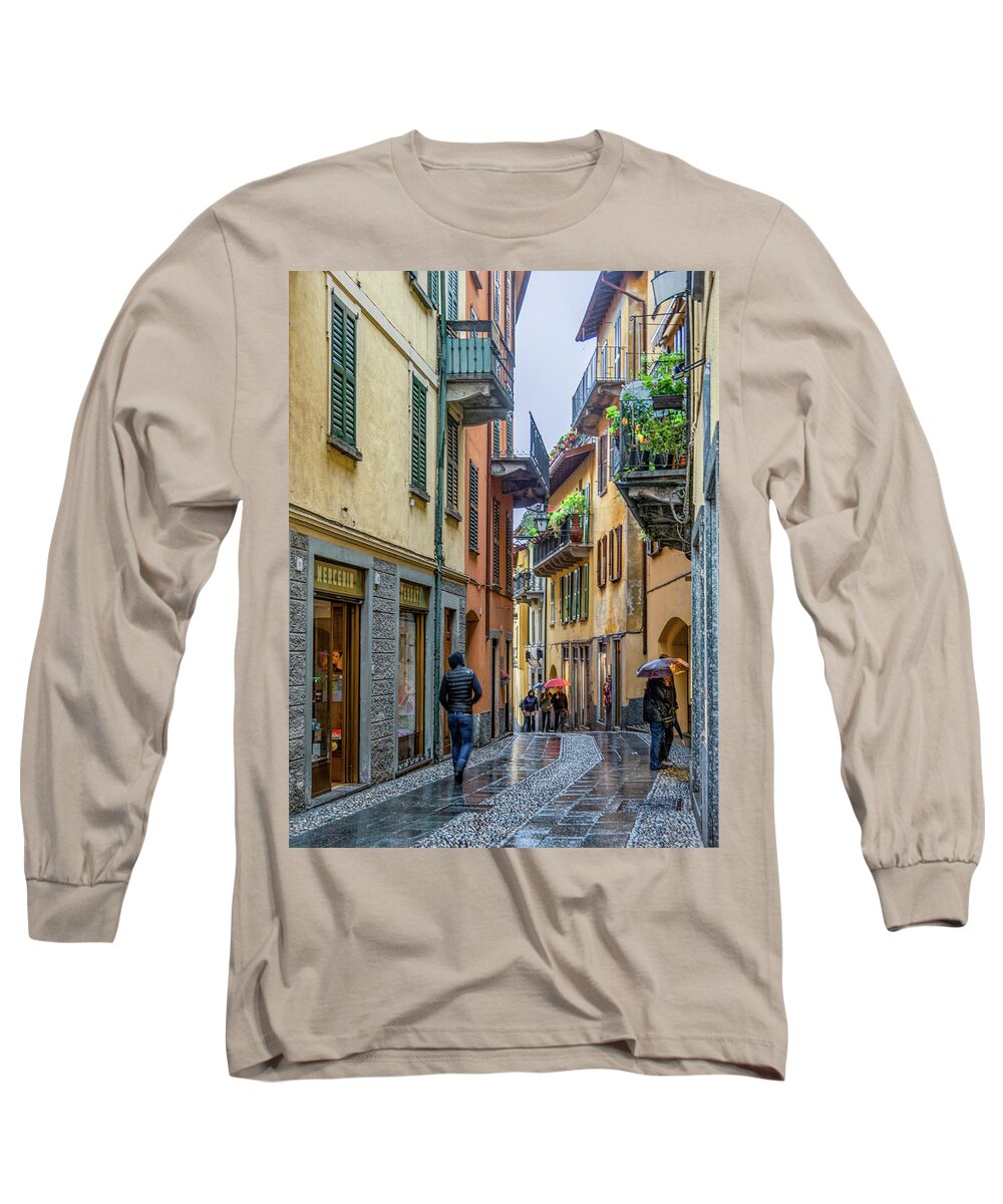 Bellagio Long Sleeve T-Shirt featuring the photograph Bellagio Rain by Marcy Wielfaert