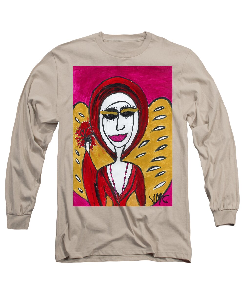  Angel Long Sleeve T-Shirt featuring the painting Bellatrea Angel by Victoria Mary Clarke