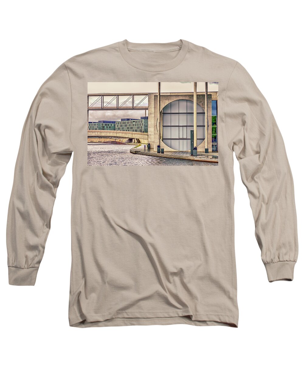 Federal Chancellery Long Sleeve T-Shirt featuring the photograph Berlin River Spree Walk by WAZgriffin Digital