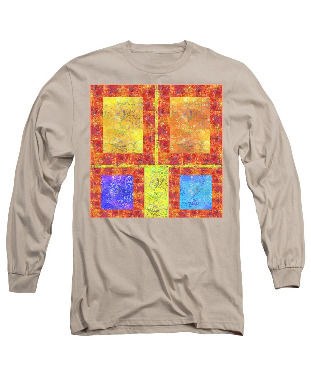Big Square Designs Long Sleeve T-Shirt featuring the mixed media Big Square Designs Batik 5 by Lorena Cassady