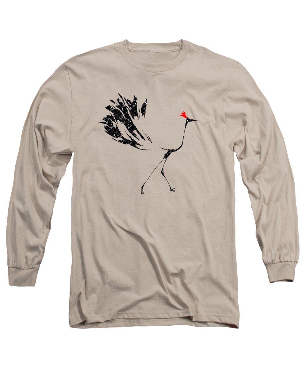 Birds Long Sleeve T-Shirt featuring the digital art Black Peacock by Asok Mukhopadhyay