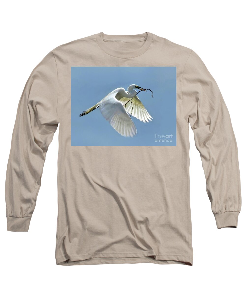 Egret Long Sleeve T-Shirt featuring the photograph Branch of Peace by Jennie Breeze