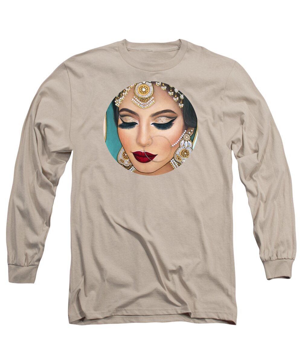 Art Long Sleeve T-Shirt featuring the painting Brilliant Indian Beauty by Malinda Prud'homme