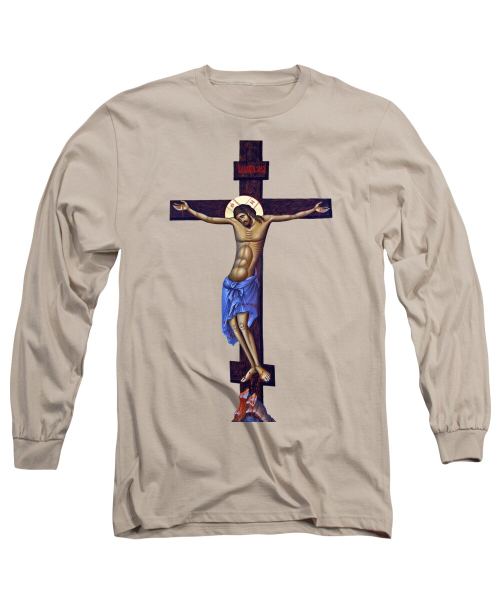 Easter Long Sleeve T-Shirt featuring the photograph Brown Cross in Pink by Munir Alawi