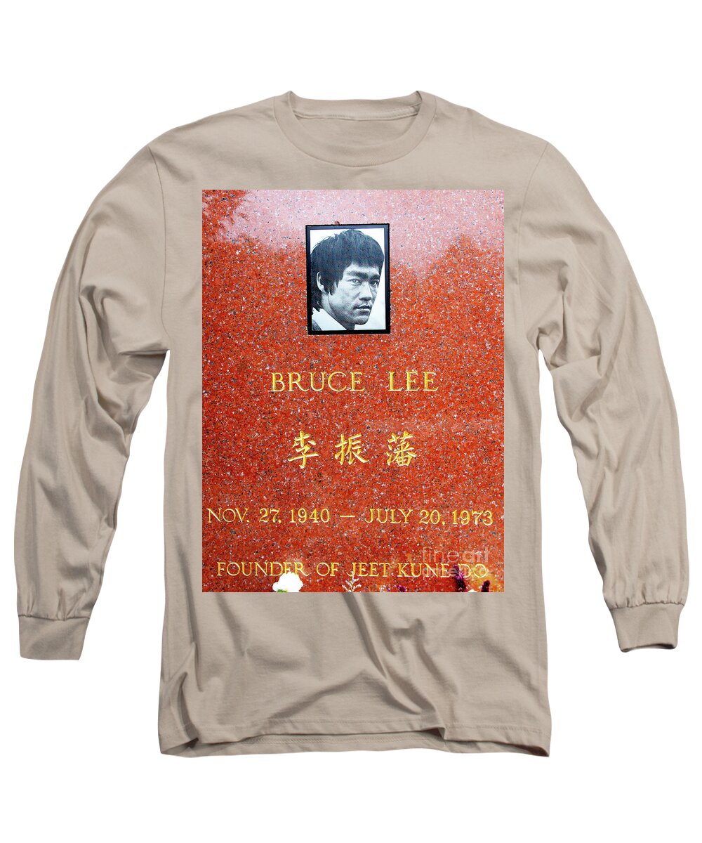 Wingsdomain Long Sleeve T-Shirt featuring the photograph Bruce Lee Grave Site in Seattle Washington R1571z by Wingsdomain Art and Photography