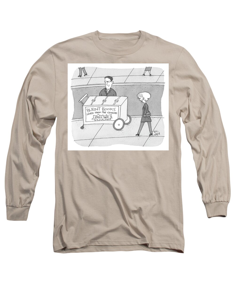 A26511 Long Sleeve T-Shirt featuring the drawing Burnt Books by Peter C Vey