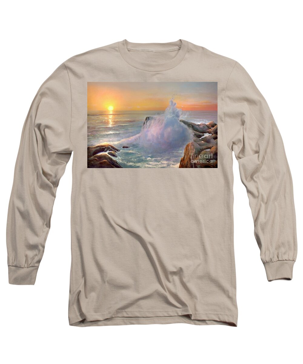 Landscape Long Sleeve T-Shirt featuring the painting California Coast by Michael Rock