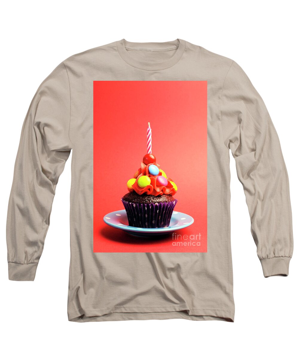 Childrens Long Sleeve T-Shirt featuring the photograph Candy covered chocolate cupcake by Milleflore Images