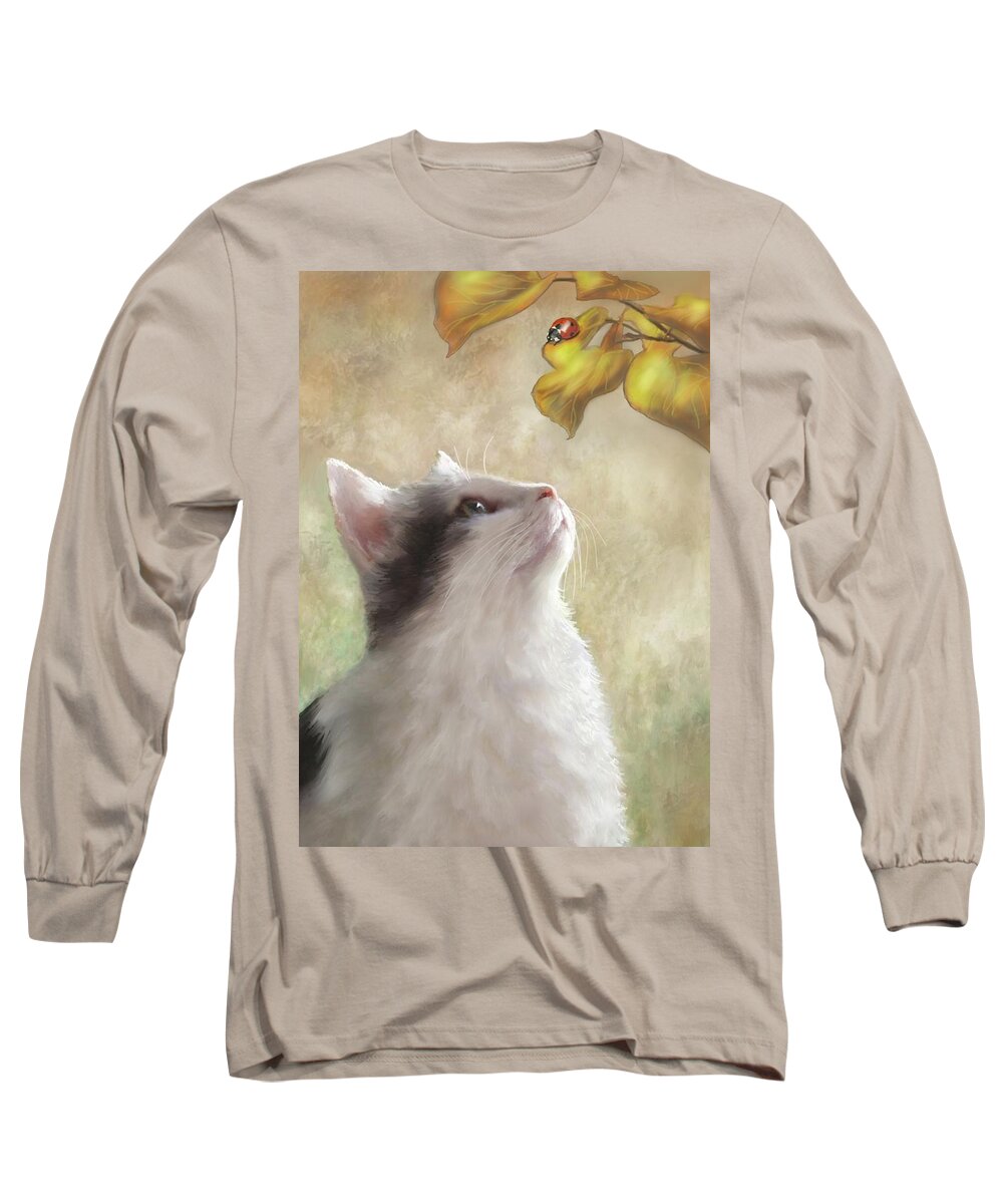 Cat Long Sleeve T-Shirt featuring the digital art Cat 669 by Lucie Dumas