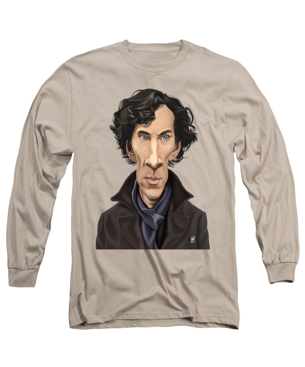 Caricature Long Sleeve T-Shirt featuring the digital art Celebrity Sunday - Benedict Cumberbatch by Rob Snow